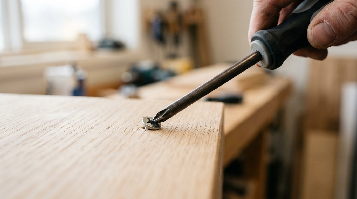 Phillips screwdriver tip driving a cross-head screw