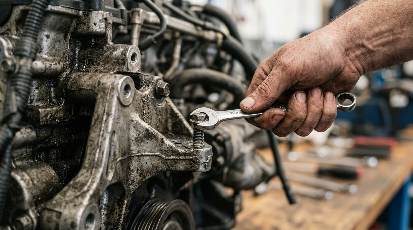 Turning a hex bolt with a 10mm combination wrench