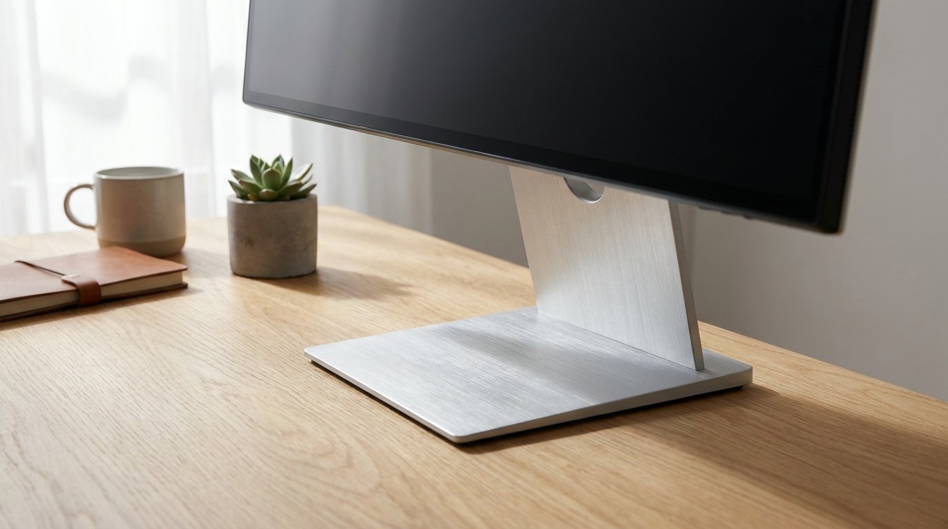 Close-up of a monitor stand and thin bezel