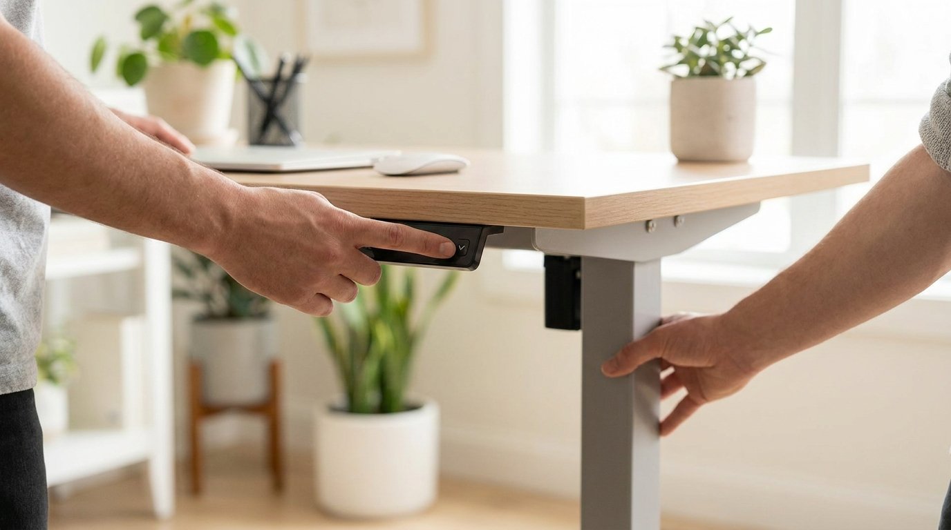 Adjusting the height of a standing desk