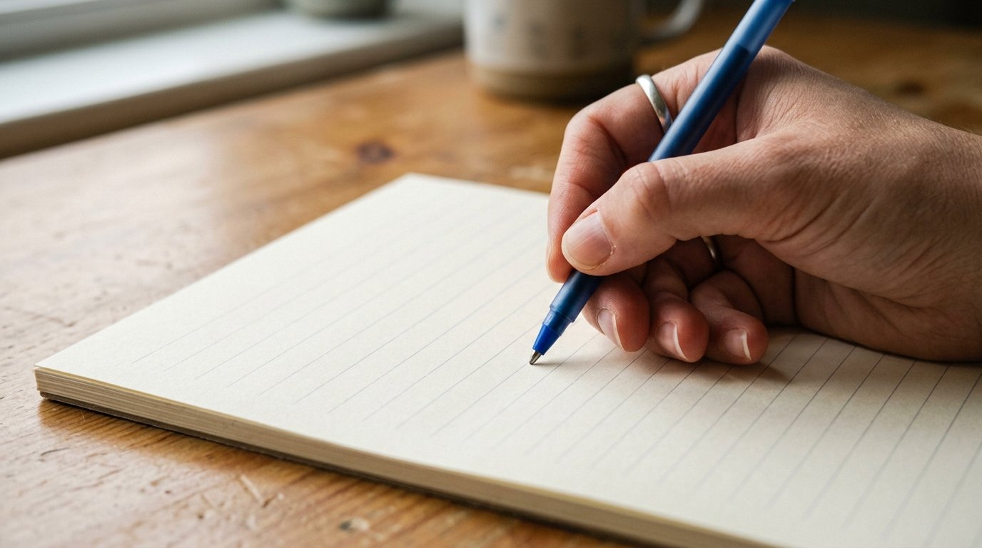 A hand writing with a ballpoint pen on paper