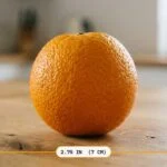 Orange, with size shown to scale